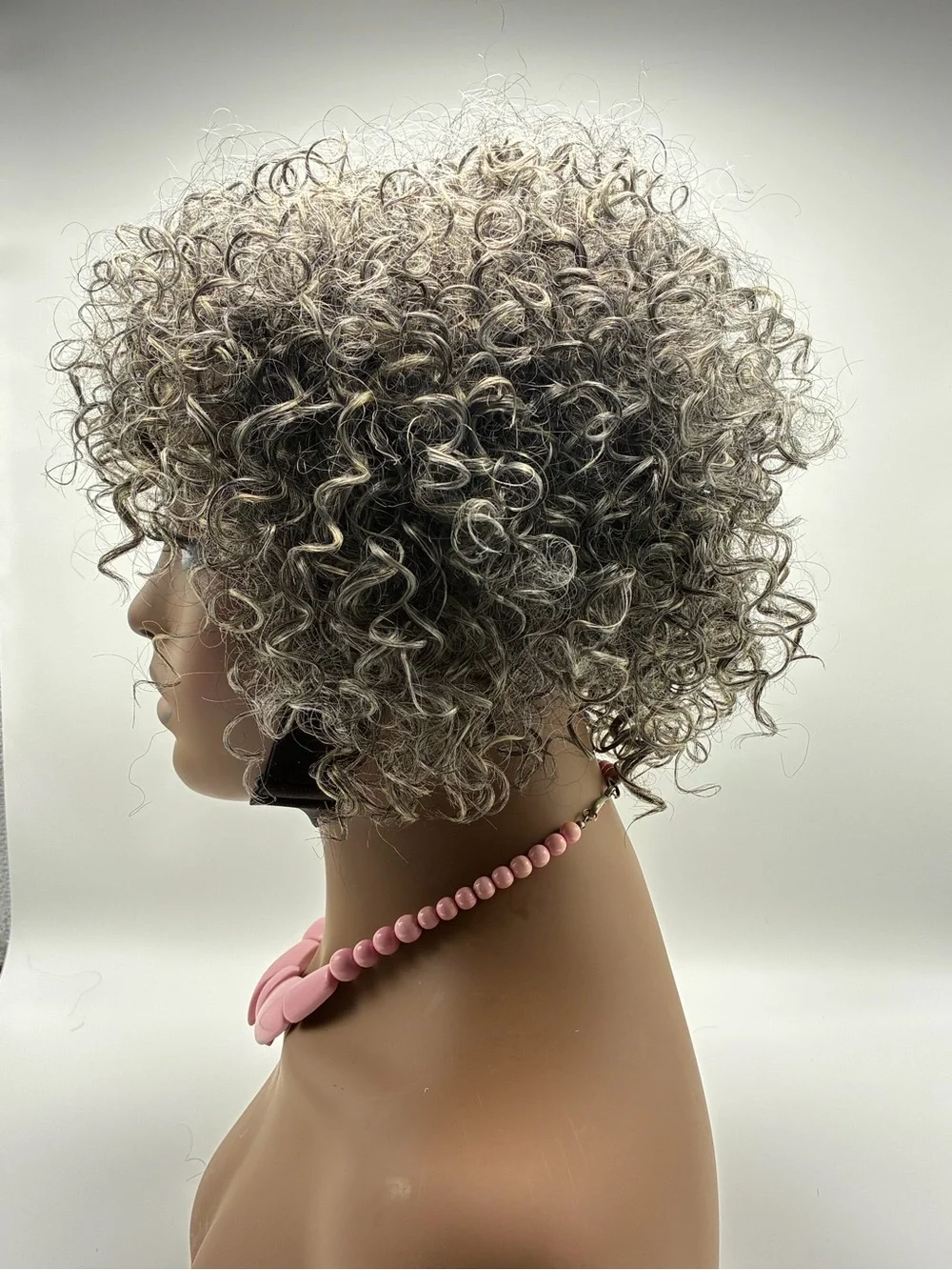Short Curly human hair Wig in Silver Gray - Women Hair.  Human Hair